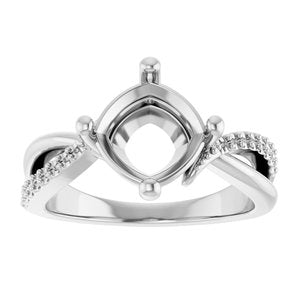 14K White Gold 8x8 mm Cushion Ring Mounting – image 6