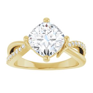 18K Yellow Gold 8x8 mm Cushion Ring Mounting – image 5