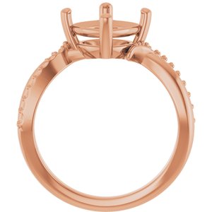 18K Rose Gold 8x8 mm Cushion Ring Mounting – image 4