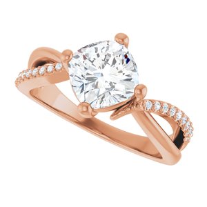 10K Rose Gold 7x7 mm Cushion Ring Mounting – image 8
