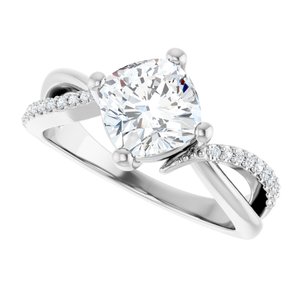 18K White Gold 7x7 mm Cushion Ring Mounting – image 8