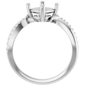 14K X1 White Gold 7x7 mm Cushion Ring Mounting – image 4