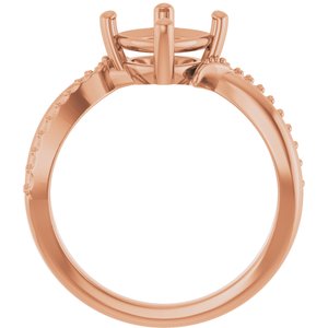14K Rose Gold 7x7 mm Cushion Ring Mounting – image 4