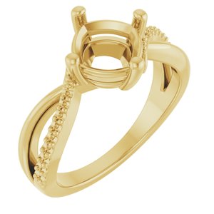14K Yellow Gold 7x7 mm Cushion Ring Mounting – image 2