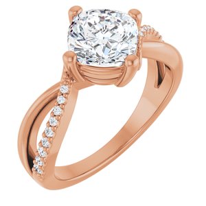 14K Rose Gold 7x7 mm Cushion Ring Mounting