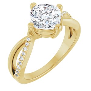 10K Yellow Gold 7x7 mm Cushion Ring Mounting