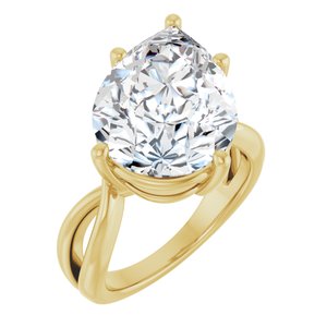 18K Yellow Gold 16x12 mm Pear Ring Mounting