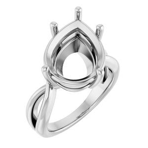 18K White Gold 16x12 mm Pear Ring Mounting – image 2