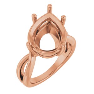 10K Rose Gold 16x12 mm Pear Ring Mounting – image 2