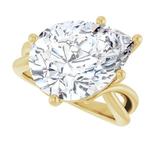 18K Yellow Gold 16x12 mm Pear Ring Mounting – image 8