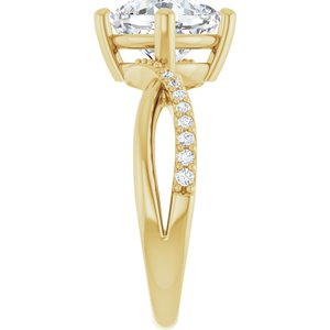 18K Yellow Gold 8x8 mm Cushion Ring Mounting – image 7
