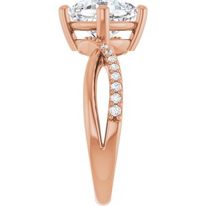 14K Rose Gold 8x8 mm Cushion Ring Mounting – image 7
