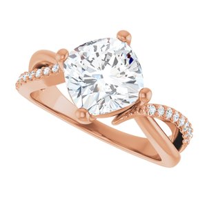 14K Rose Gold 8x8 mm Cushion Ring Mounting – image 8