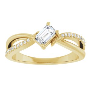10K Yellow Gold 5x3 mm Emerald Ring Mounting – image 5