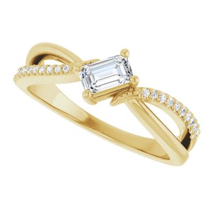 14K Yellow Gold 5x3 mm Emerald Ring Mounting – image 8