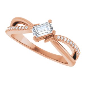 14K Rose Gold 5x3 mm Emerald Ring Mounting – image 8