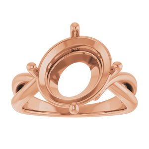 10K Rose Gold 13x11 mm Oval Ring Mounting – image 6