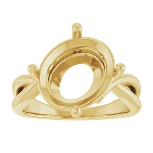 18K Yellow Gold 13x11 mm Oval Ring Mounting – image 6