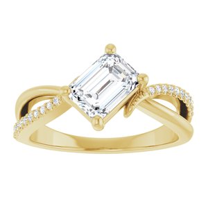 18K Yellow Gold 7x5 mm Emerald Ring Mounting – image 5