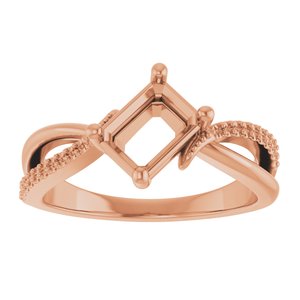 14K Rose Gold 7x5 mm Emerald Ring Mounting – image 6