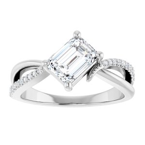 Continuum Sterling Silver 7x5 mm Emerald Ring Mounting – image 5