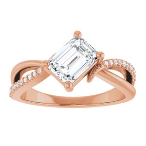 14K Rose Gold 7x5 mm Emerald Ring Mounting – image 5
