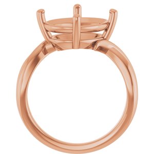 10K Rose Gold 13x11 mm Oval Ring Mounting – image 4
