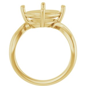 18K Yellow Gold 13x11 mm Oval Ring Mounting – image 4