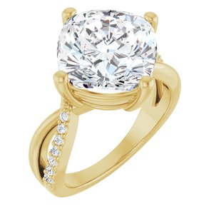 14K Yellow Gold 11x11 mm Cushion Ring Mounting