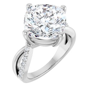 14K X1 White Gold 11x11 mm Cushion Ring Mounting