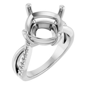 14K X1 White Gold 11x11 mm Cushion Ring Mounting – image 2