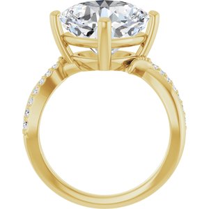 14K Yellow Gold 11x11 mm Cushion Ring Mounting – image 3