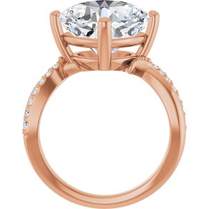 14K Rose Gold 11x11 mm Cushion Ring Mounting – image 3
