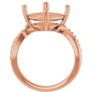 18K Rose Gold 11x11 mm Cushion Ring Mounting – image 4