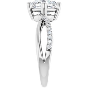 18K White Gold 7x7 mm Cushion Ring Mounting – image 7