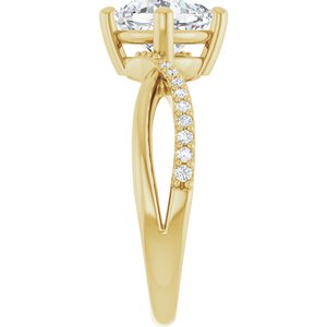 10K Yellow Gold 7x7 mm Cushion Ring Mounting – image 7