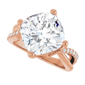 18K Rose Gold 11x11 mm Cushion Ring Mounting – image 8