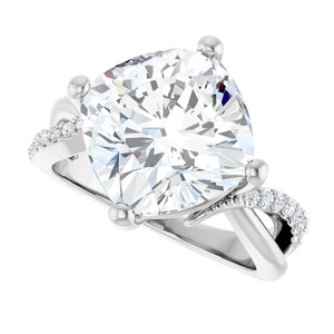 14K X1 White Gold 11x11 mm Cushion Ring Mounting – image 8