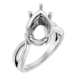 14K White Gold 14x9 mm Pear Ring Mounting – image 2