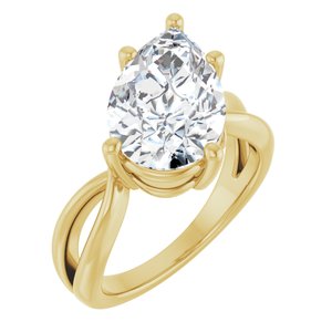 14K Yellow Gold 14x9 mm Pear Ring Mounting
