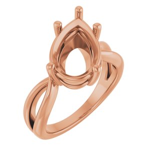 14K Rose Gold 14x9 mm Pear Ring Mounting – image 2