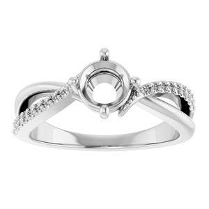 18K White Gold 5.8 mm Round Ring Mounting – image 6