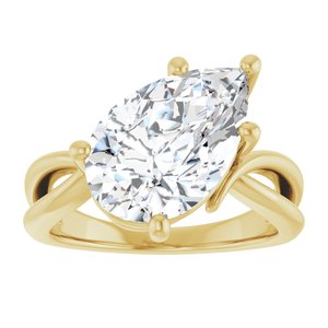 14K Yellow Gold 14x9 mm Pear Ring Mounting – image 5