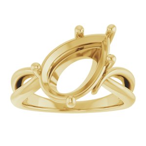 10K Yellow Gold 14x9 mm Pear Ring Mounting – image 6