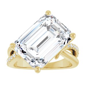 10K Yellow Gold 14x10 mm Emerald Ring Mounting – image 5
