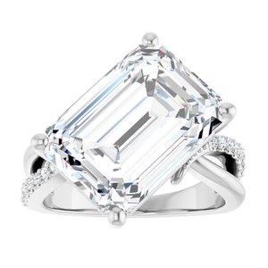 18K White Gold 14x10 mm Emerald Ring Mounting – image 5