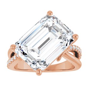 14K Rose Gold 14x10 mm Emerald Ring Mounting – image 5