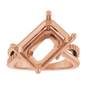 14K Rose Gold 14x10 mm Emerald Ring Mounting – image 6