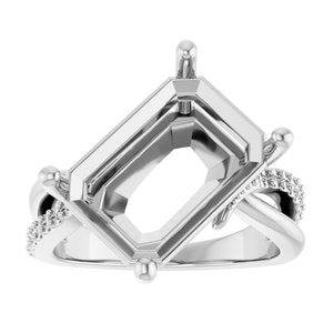 Continuum Sterling Silver 14x10 mm Emerald Ring Mounting – image 6