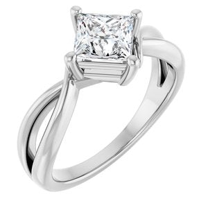 10K White Gold 5.5x5.5 mm Square Ring Mounting